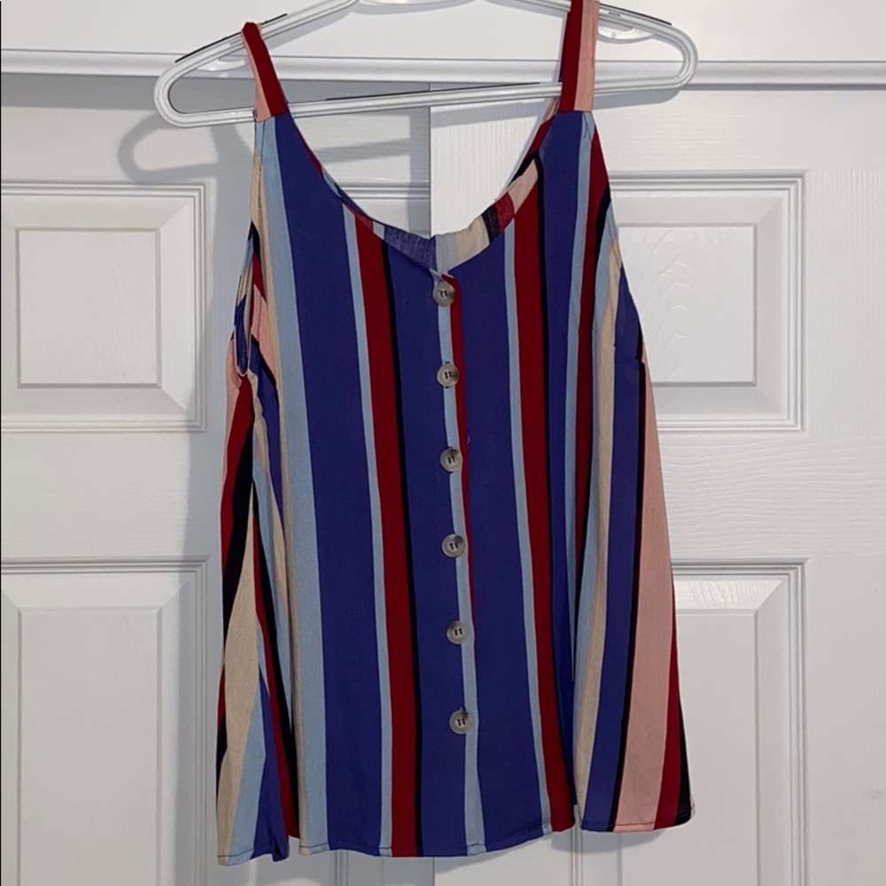Striped Button tank Sz S NWT